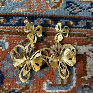 Anthropologie Double Floral Drop Flower Statement Earring